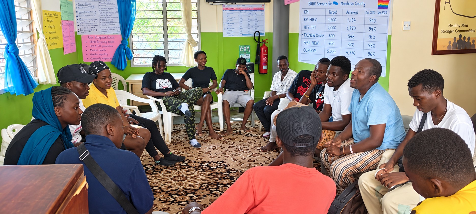 Community members in a discussion circle